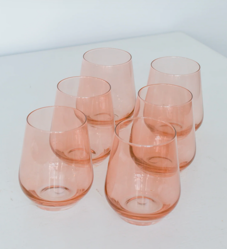 Estelle Colored Glass - Stemless Wine Glass, Peach Fuzz