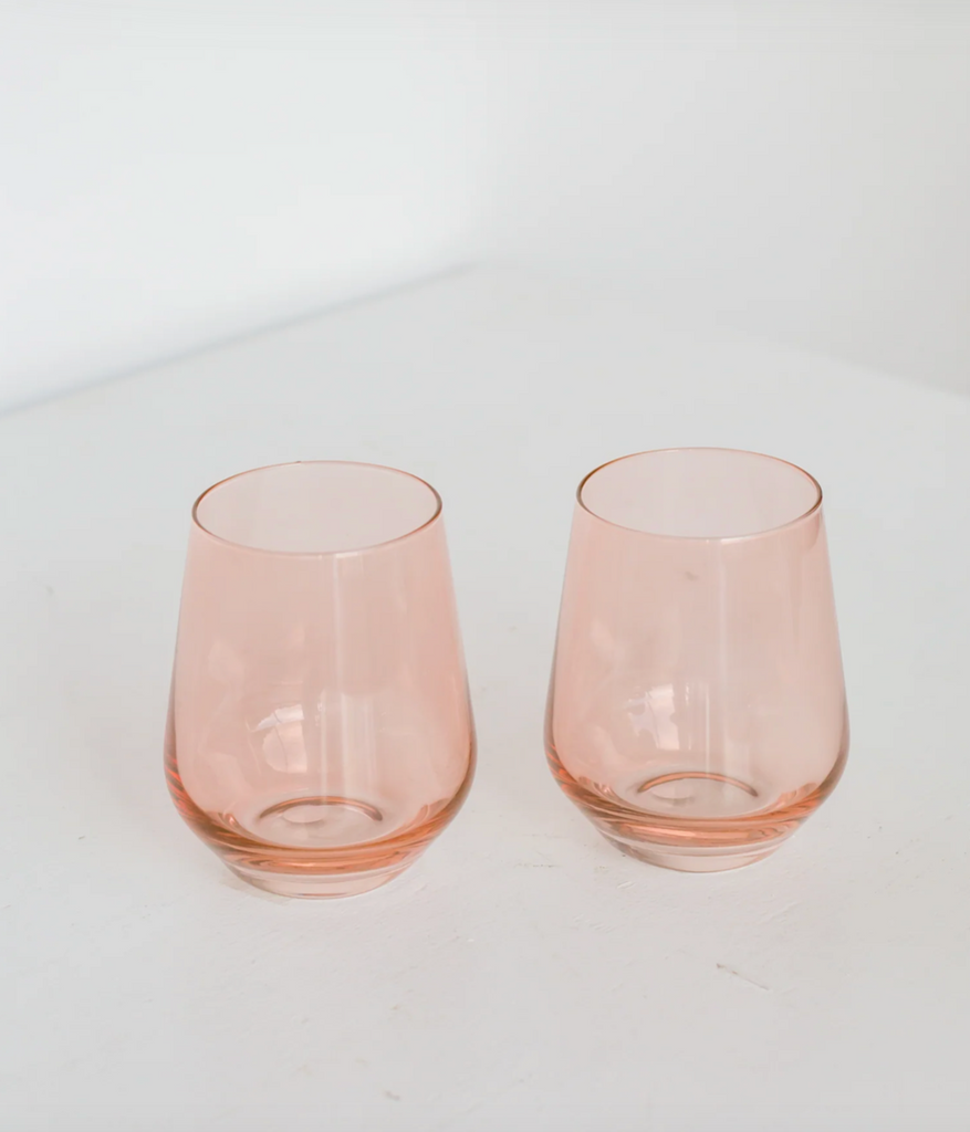 Estelle Colored Glass - Stemless Wine Glass, Peach Fuzz