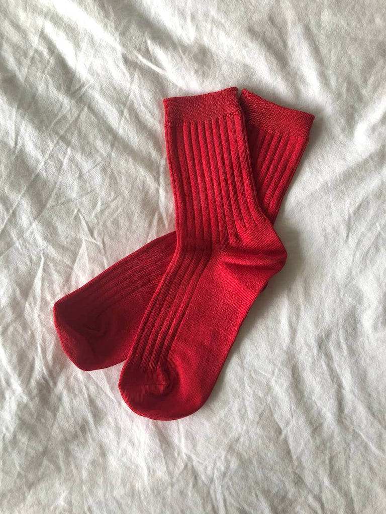 Le Bon Shoppe - Her Socks - Mercerized Combed Cotton Rib: Classic Red