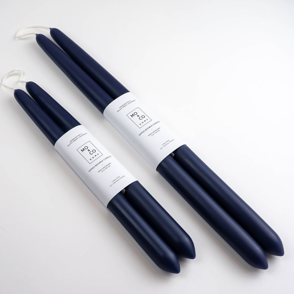 Mo&Co Home - 100% Beeswax Dipped Candles | Midnight Blue: 10 Inch