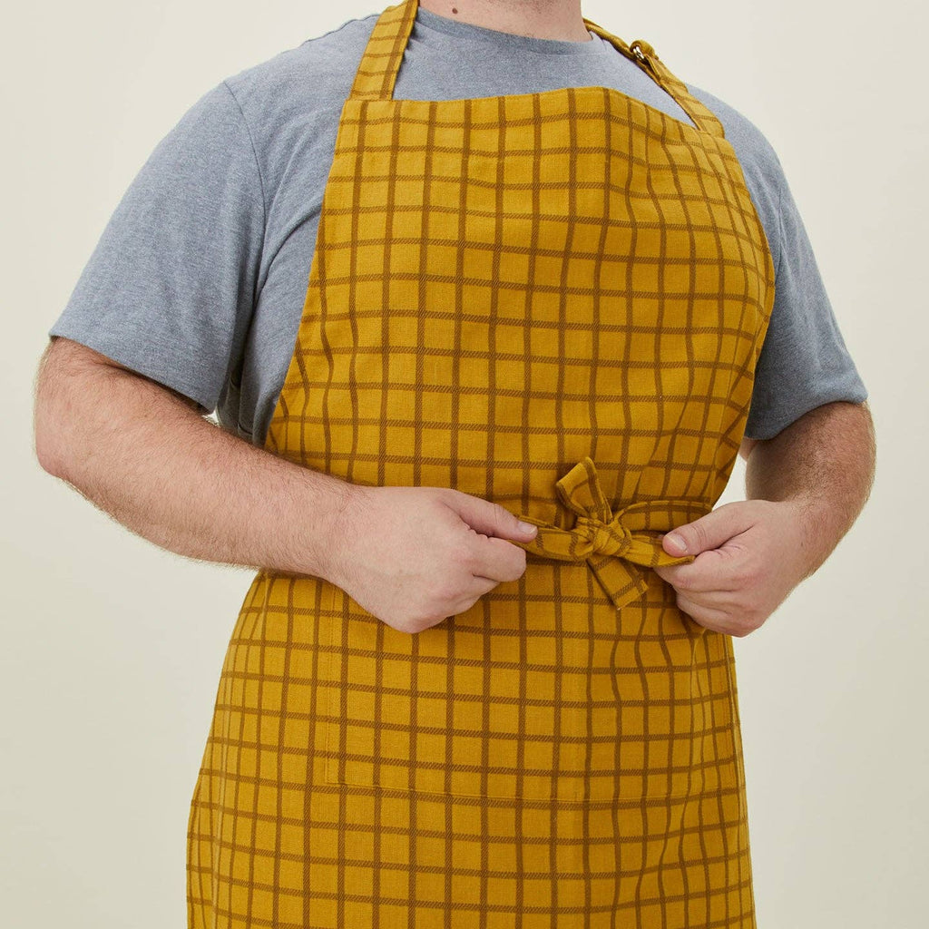 Hawkins New York - ESSENTIAL YARN DYED CHECK APRON: LIGHT GREY/DARK GREY