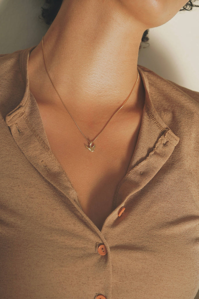 Mountainside Jewelry - Avis Necklace: 16" / Box Chain / Gold Vermeil