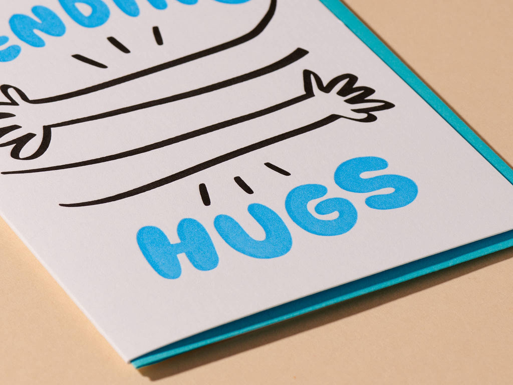 And Here We Are - Sending Hugs Miss You Sympathy Letterpress Greeting Card