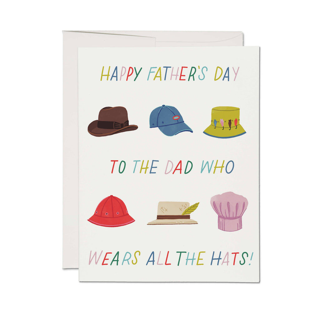 Red Cap Cards - Lots of Hats greeting card: Single