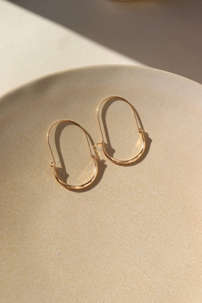 Token Jewelry - Hammered Paloma Hoops in 14k Gold Fill