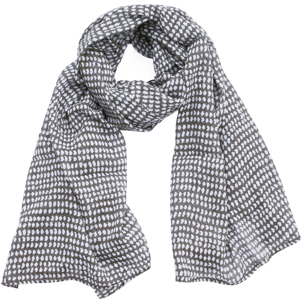 Graymarket Design - Dark Gray/White Dot Block Printed Scarf