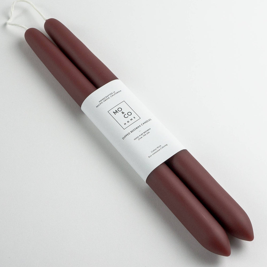 Mo&Co Home - 100% Beeswax Dipped Candles | Burgundy: 10 Inches
