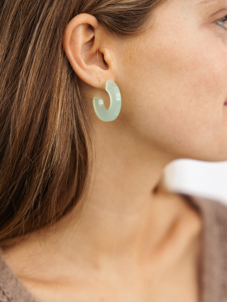 NAT + NOOR - Ray | Hoop Earrings | Medium Size | Assorted: Tiger Green