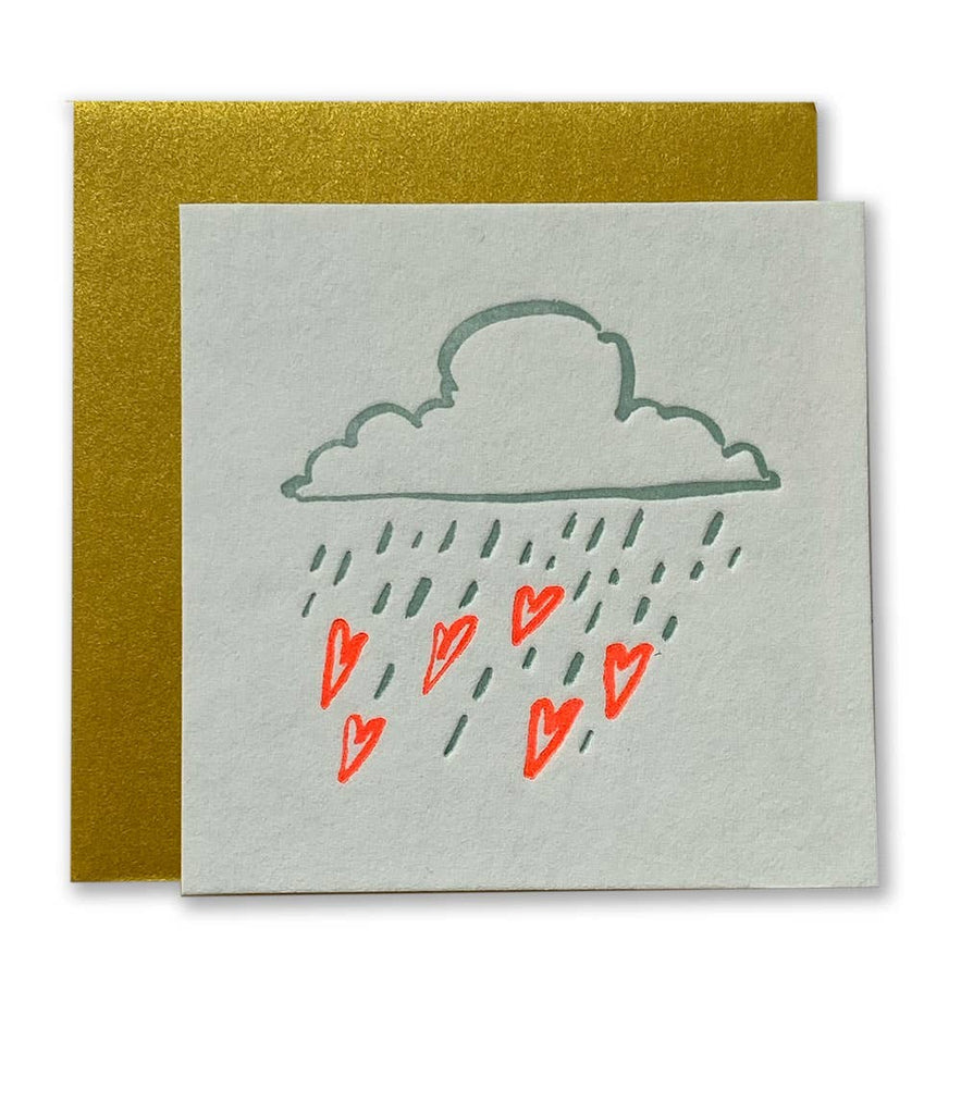 Ladyfingers Letterpress - Raining Hearts Tiny Card