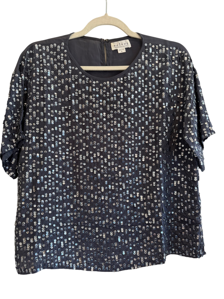 LOOP- Velvet Sequin Top, Size S (#18)