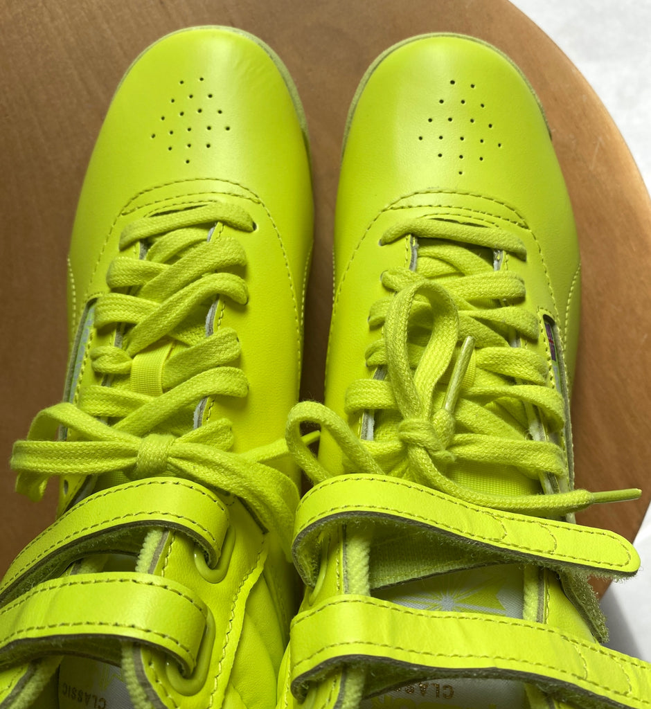 LOOP - Reebok Solar Acid Yellow Hi-Top Sneakers, Sz 7.5 (#17)