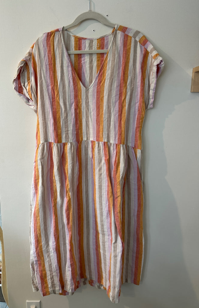 LOOP - Striped Linen Dress, Size L (#18)