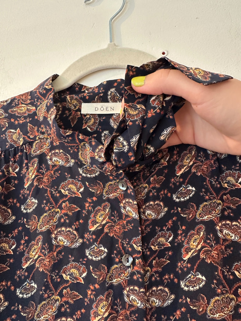 LOOP - Dôen Silk Button Down Top, Size XL (#244)