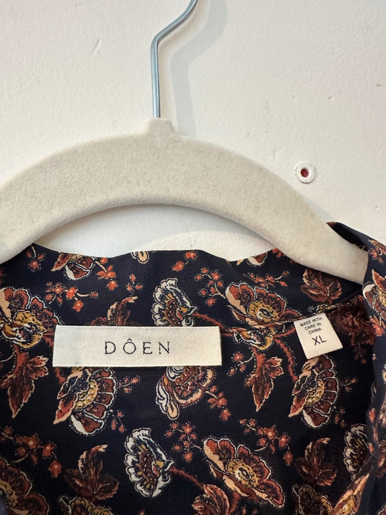 LOOP - Dôen Silk Button Down Top, Size XL (#244)