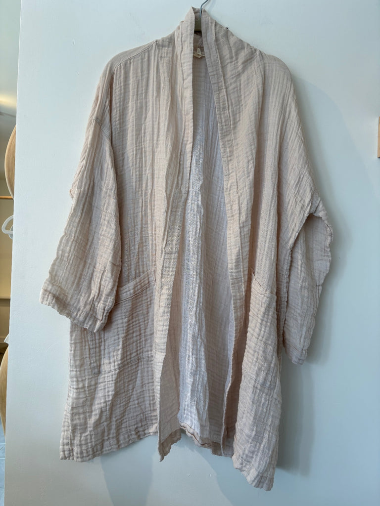 LOOP- Eileen Fisher Ivory Gauze Coat, Size L/XL (#18)