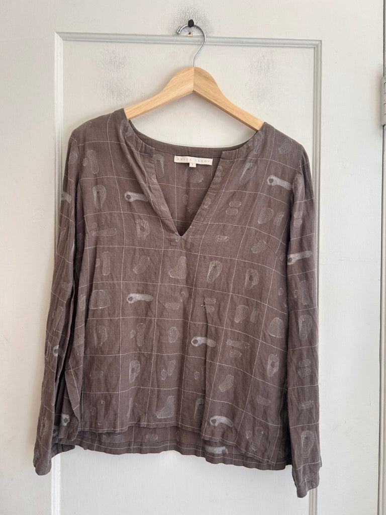 LOOP - Erica Tanov Linen Stitched Top, Size 1 (#50)