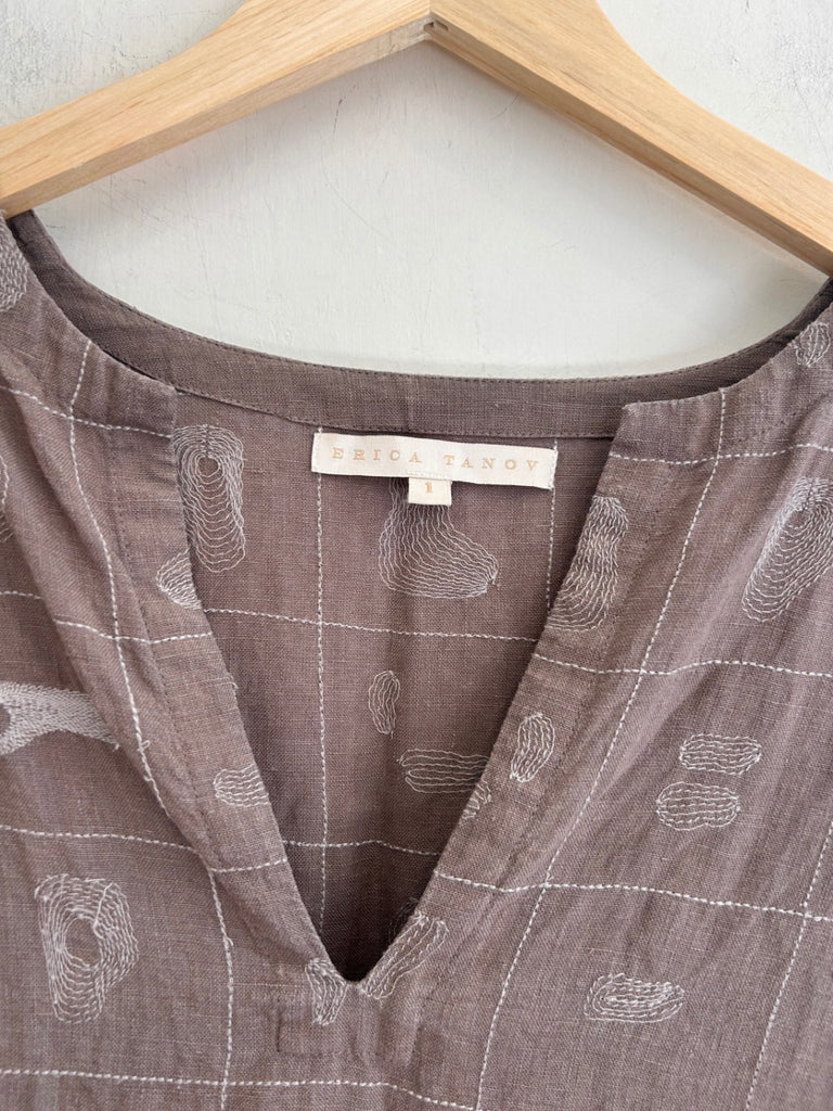 LOOP - Erica Tanov Linen Stitched Top, Size 1 (#50)