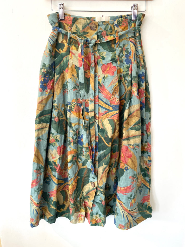 LOOP - Sézane Floral Midi Skirt, Sz 36 (#450)