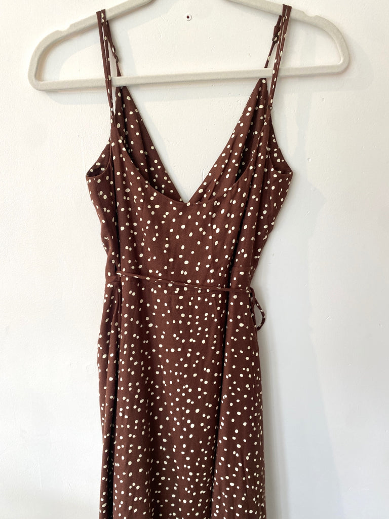 LOOP - Ali Golden Polka Dot Wrap Dress, Sz XS (#450)