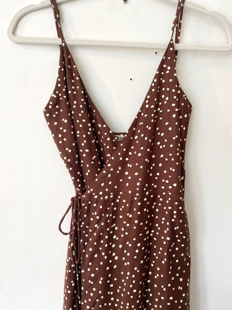 LOOP - Ali Golden Polka Dot Wrap Dress, Sz XS (#450)