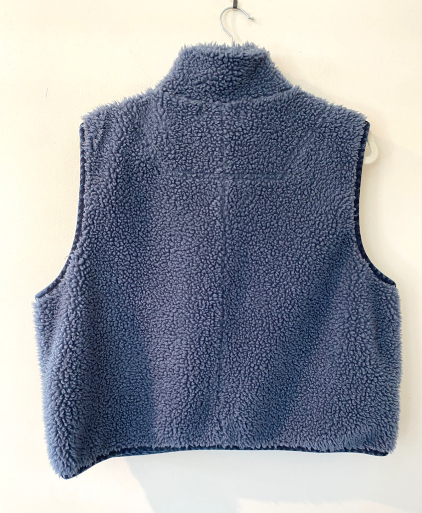 LOOP - Madewell Shearling Denim-Pocket Pullover, Sz M (#366)