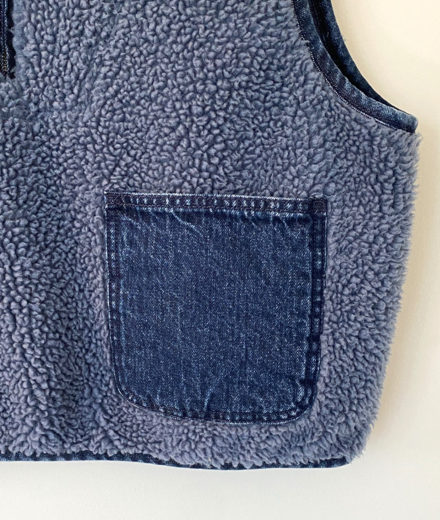 LOOP - Madewell Shearling Denim-Pocket Pullover, Sz M (#366)