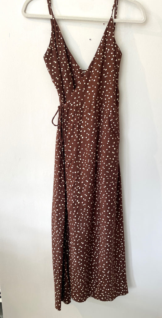 LOOP - Ali Golden Polka Dot Wrap Dress, Sz XS (#450)