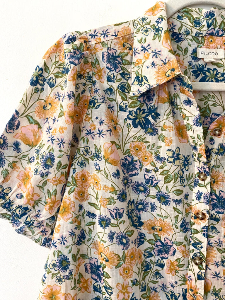 LOOP - Pilcro Aly Puff- Sleeve Cotton Blouse, Sz XS (#108)