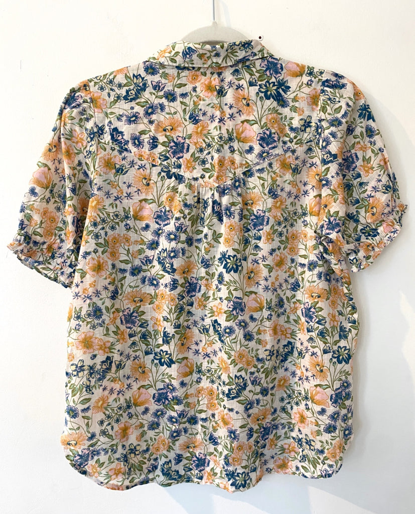 LOOP - Pilcro Aly Puff- Sleeve Cotton Blouse, Sz XS (#108)