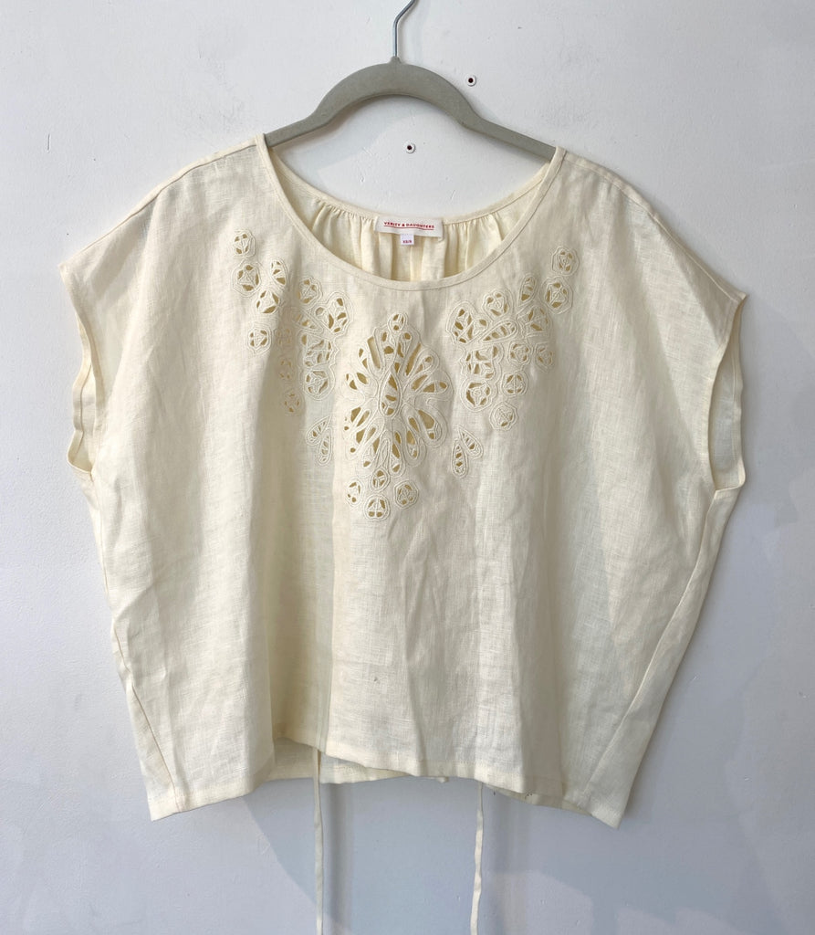 LOOP - Verity & Daughters Embroidered Linen Blouse, Sz XS/S (#163)