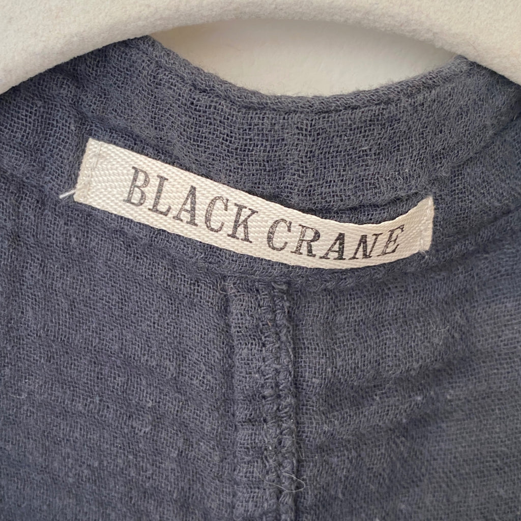 LOOP - Black Crane Gauze Kimono, Sz S (#248)