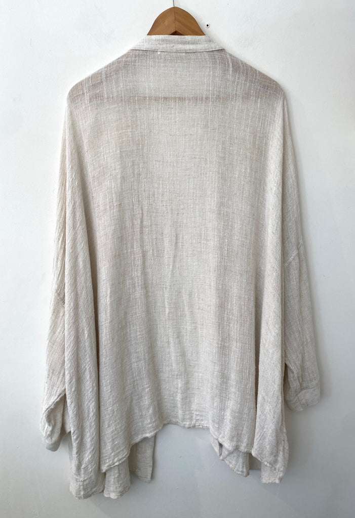 LOOP - Black Crane Cotton Blend Kimono Cream, Sz One Size (#248)