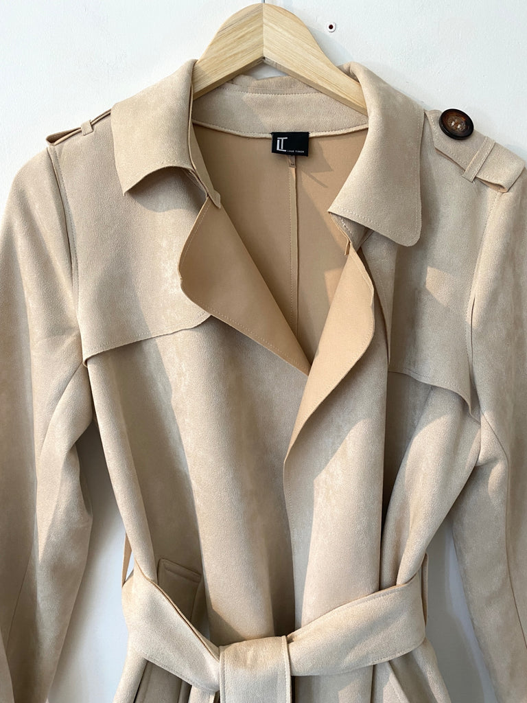LOOP - Love Token Faux Suede Trench, Sz M (#454)