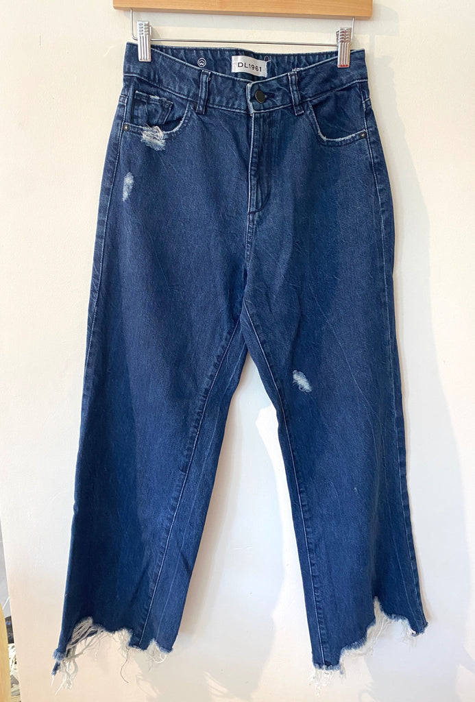 LOOP - DL1961 Hepburn Wide-Leg Raw Hem Jeans, Sz 26 (#52)