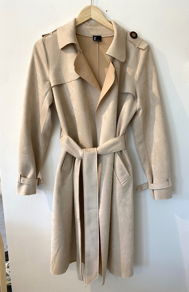 LOOP - Love Token Faux Suede Trench, Sz M (#454)