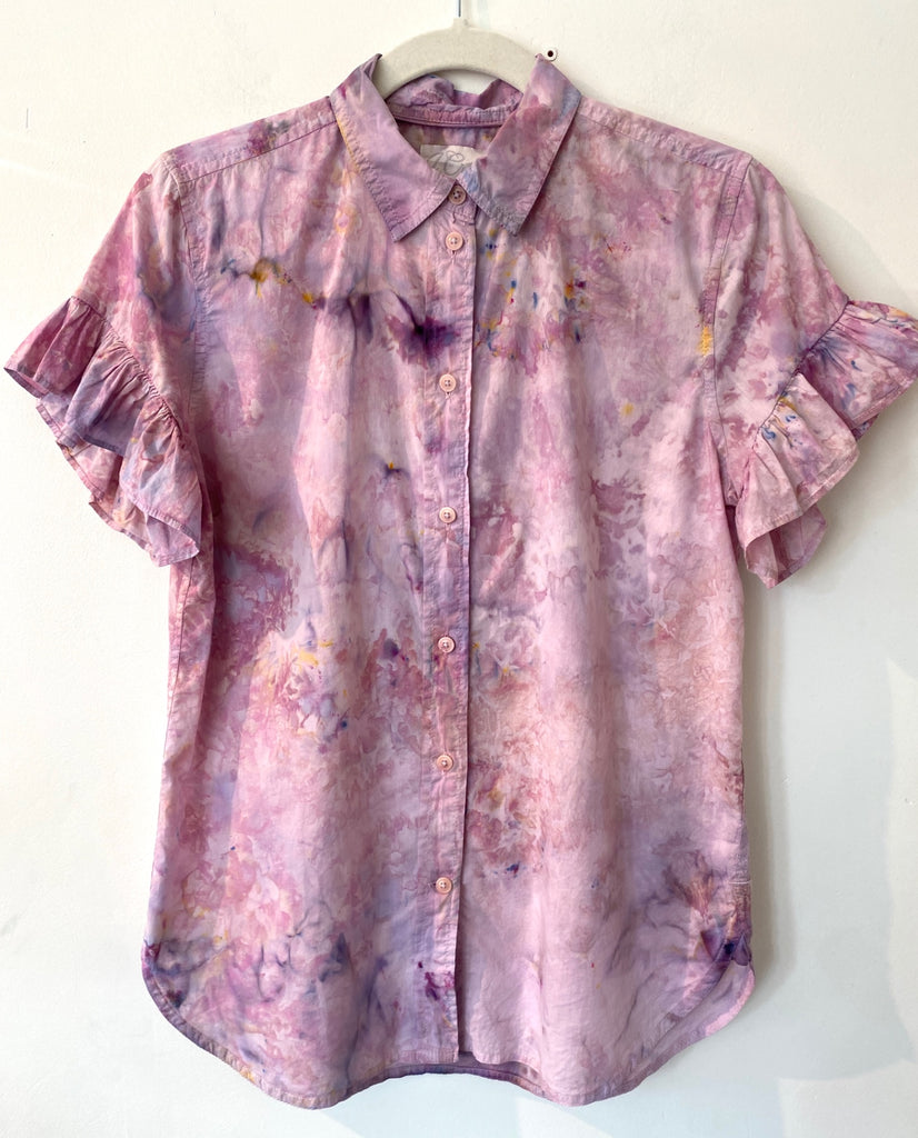 Hipcheck - Ice Dyed Ruffled Sleeve Blouse, J. Crew, Sz 2