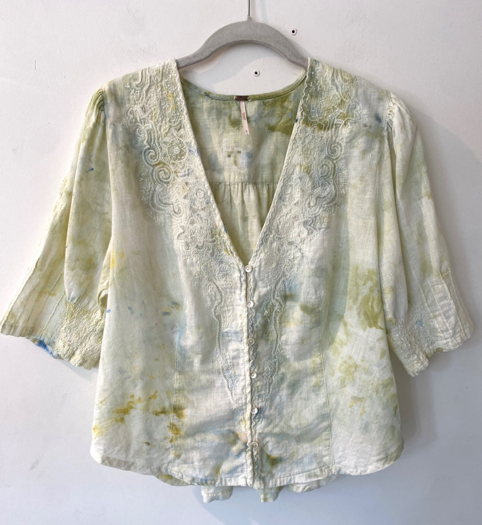 Hipcheck - Ice Dyed Embroidered Blouse, Free People, Sz Large