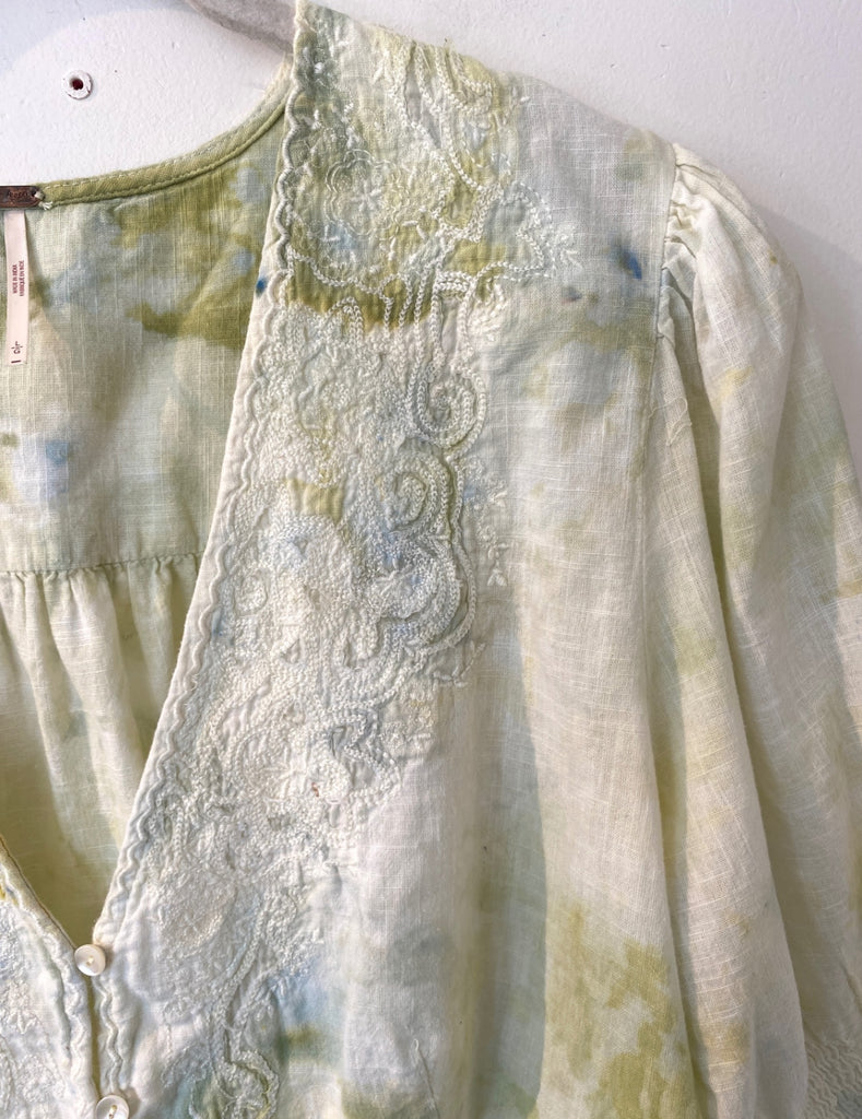 Hipcheck - Ice Dyed Embroidered Blouse, Free People, Sz Large