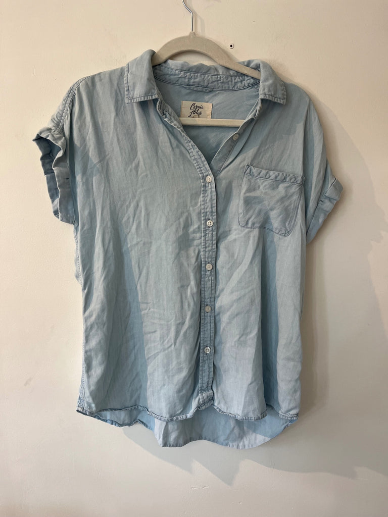 LOOP- Cosmic Blue Love Button up, Sz S (#274)