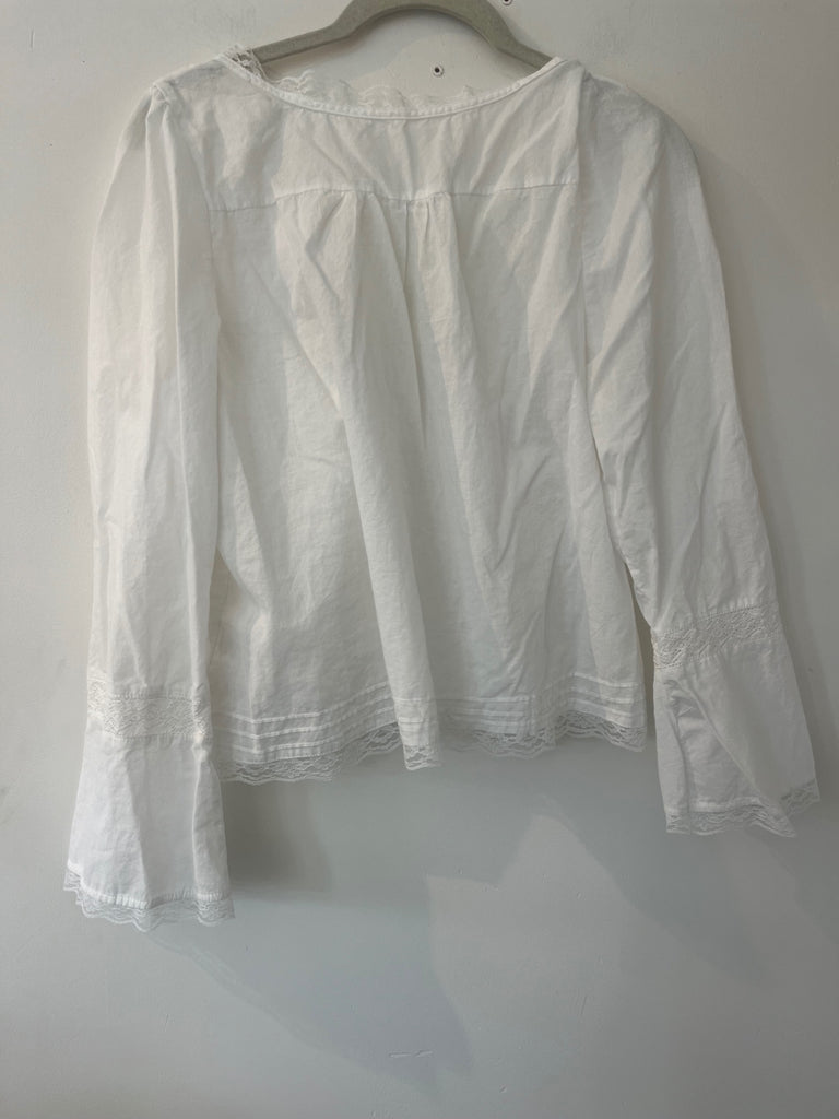 LOOP- White Lace Blouse, Sz S (#122)