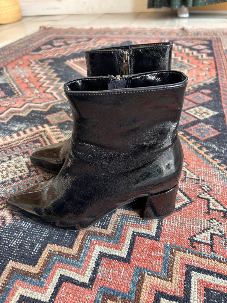 LOOP - La Canadienne Patent Leather Boots, Sz 8.5 (#338)