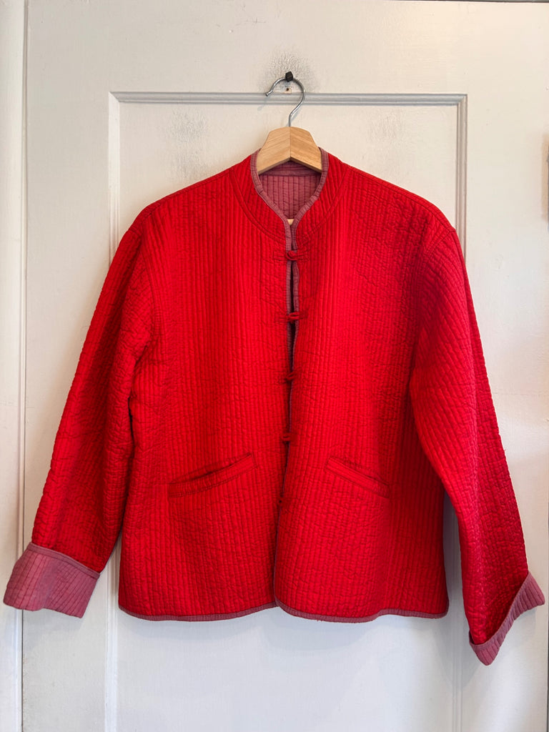 LOOP - Red Quilted Jacket, Sz ~M (#50)
