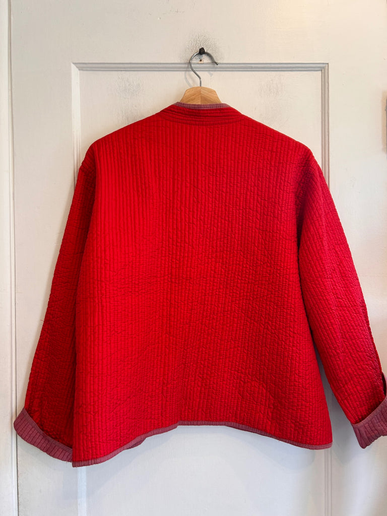 LOOP - Red Quilted Jacket, Sz ~M (#50)