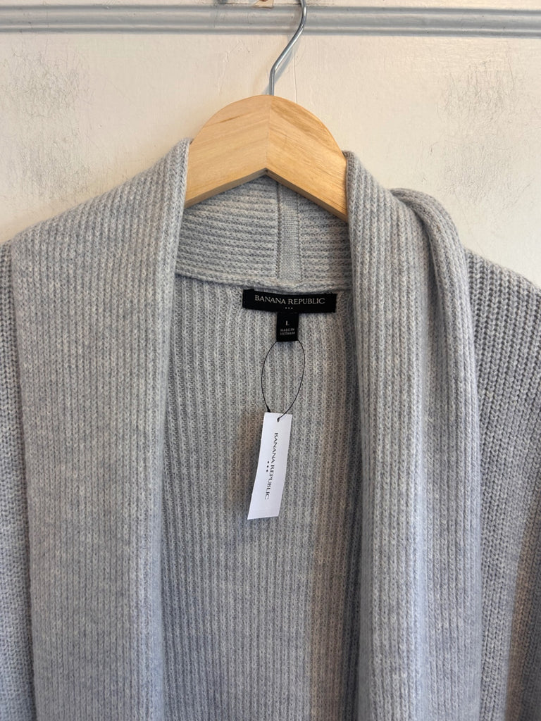 LOOP - Banana Republic Long Gray Sweater Coat, NEW, Sz L (#462)
