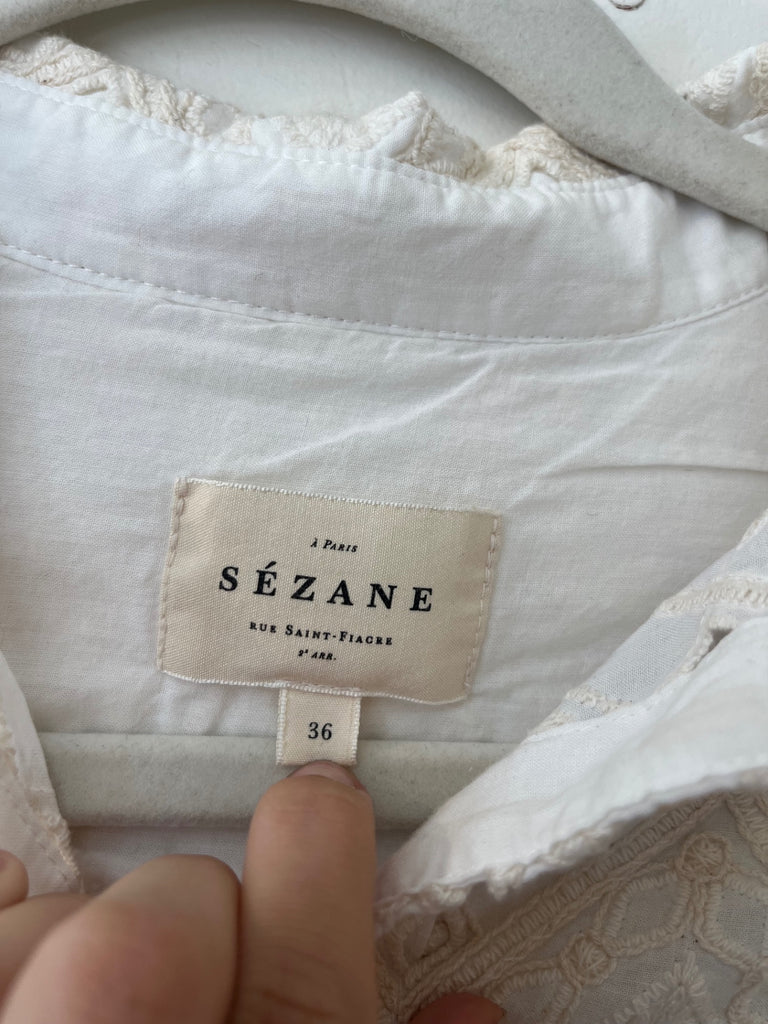 LOOP- Sézane Embroidered Button-Up Blouse, Sz S (#19)