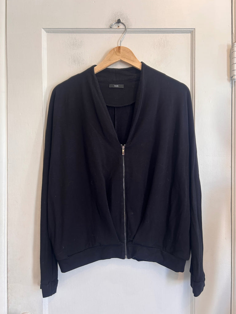 LOOP - Ruti Black Zippered Cardigan, Sz L/XL (#80)