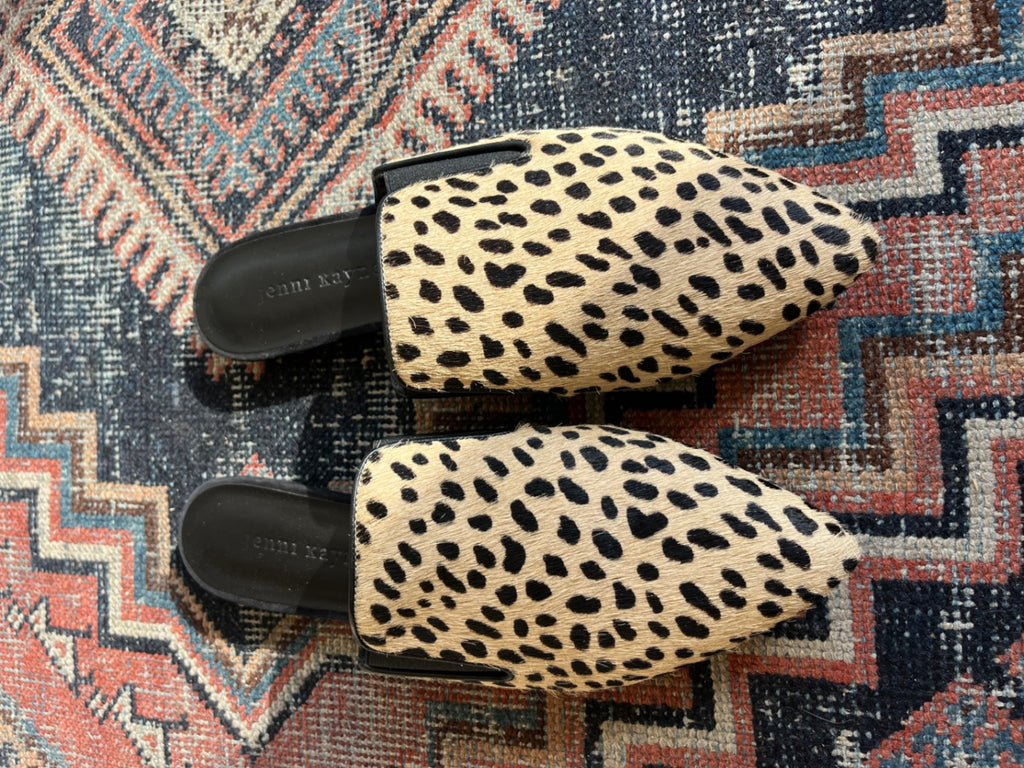 LOOP - Jenni Kanye Leopard Calf Mule Slides (New), Sz 39 (#291)