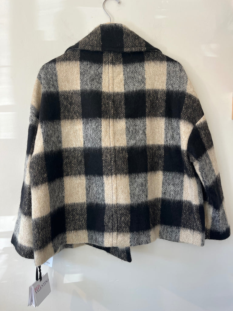 LOOP - Red Valentino Wool-Blend Plaid Coat, Sz 46 (#362)