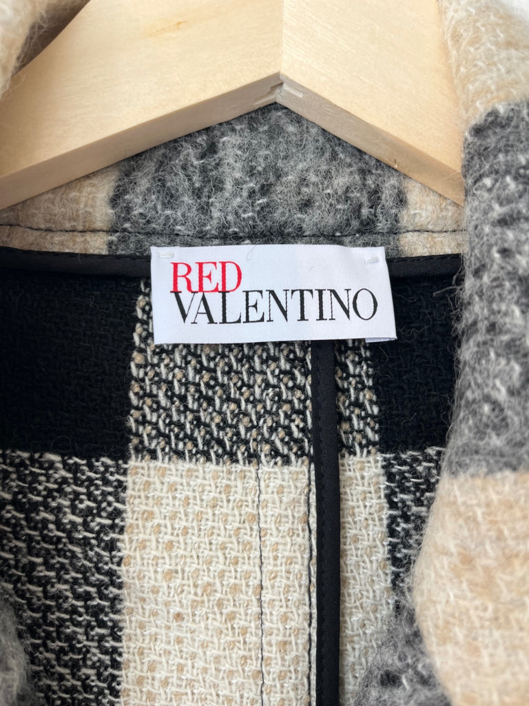 LOOP - Red Valentino Wool-Blend Plaid Coat, Sz 46 (#362)