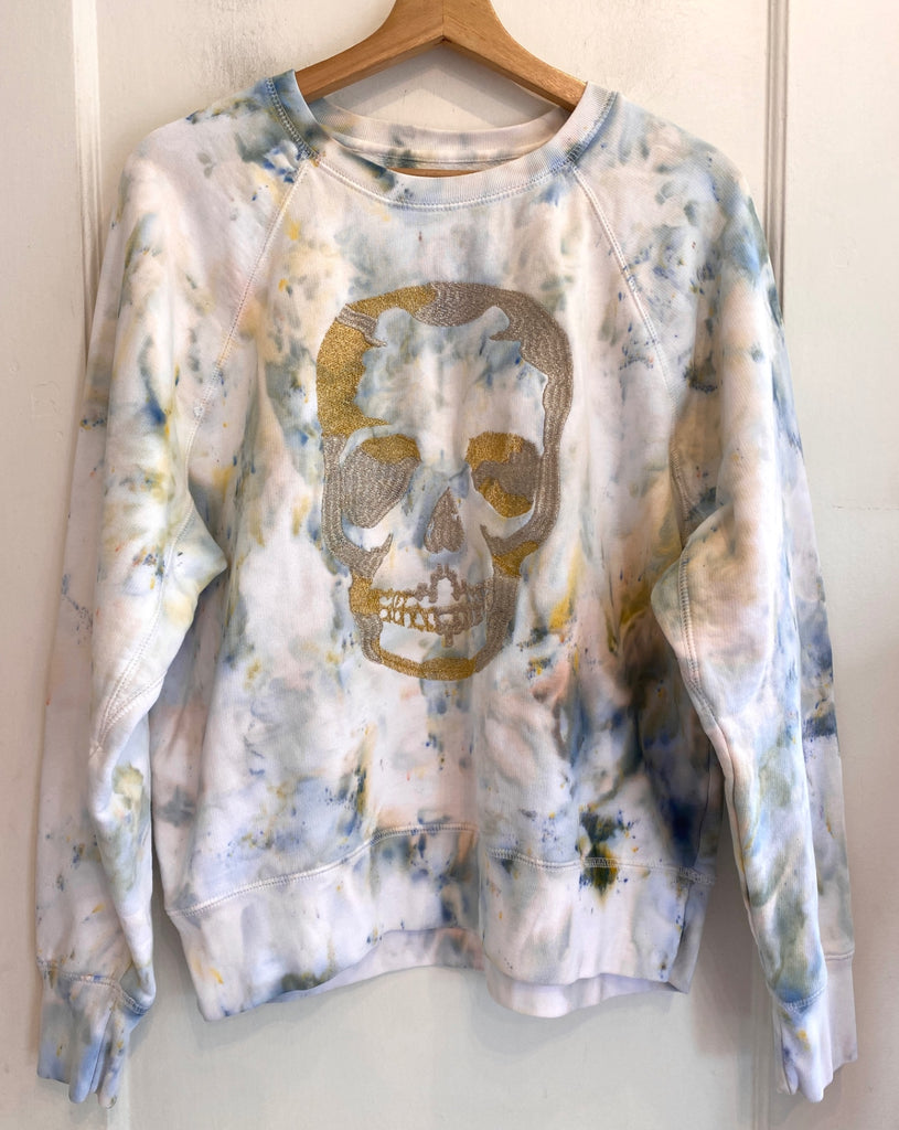 Hipcheck - Ice Dyed Zadig & Voltaire Skull Sweatshirt, Sz Med